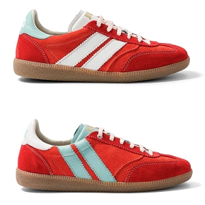  PULSE<br>ROUGE CUIR VELOURS ET NUBUCK VERT